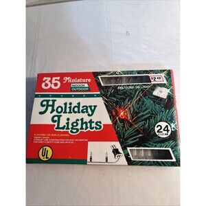 1 New Vintage 35 Miniature Mini Outdoor/Indoor Christmas Light Set Tested